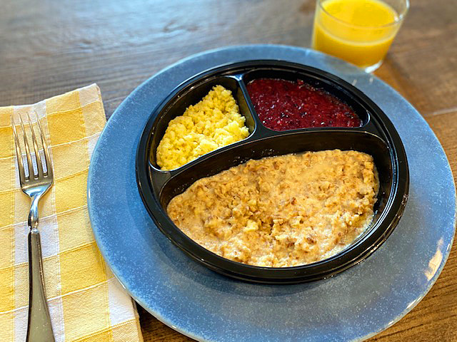 french toast, eggs and berries